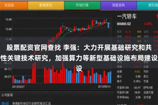 股票配资官网查找 李强：大力开展基础研究和共性关键技术研究，加强算力等新型基础设施布局建设